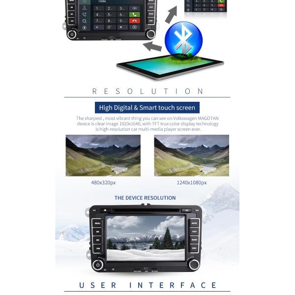 Android 8.0 Bluetooth - Enabled Car Dvd Player Gps Navigation For VW B6 Golf 5
