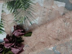 Best Tablecloth 80 Yards Pink Beaded Embroidery Fabric wholesale