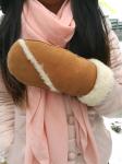 Classic Style Fashion Leather Gloves , Double Face Ladies Fur Lined Mittens