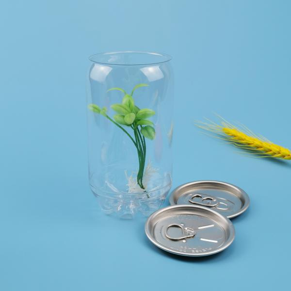 Clear Transparent 0.35L PET Alu Lid Plastic Beer Can
