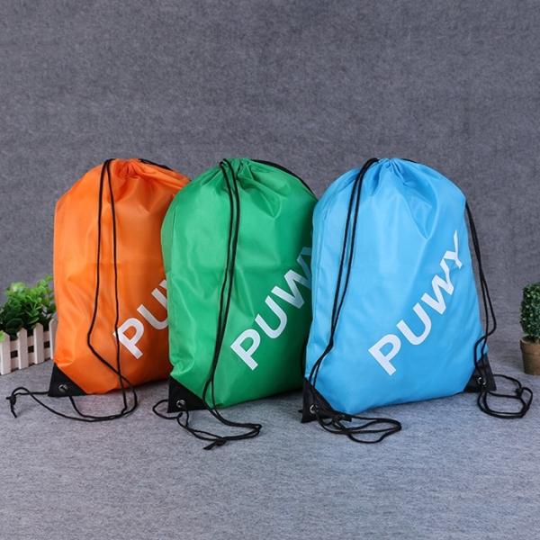 Cheap 210D Polyester Bundle Pocket Reusable Grocery Tote Bags Nylon Drawstring Backpack for sale