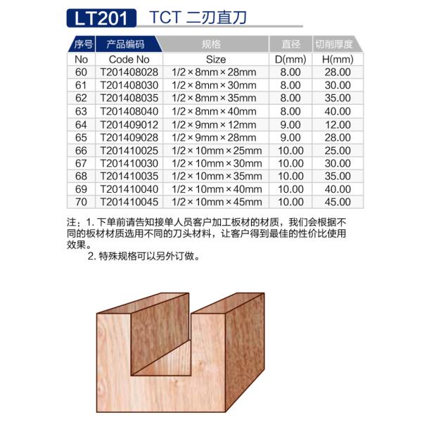 Wood Milling Cutter CNC TCT Straight Bit For Multiple Woodworking