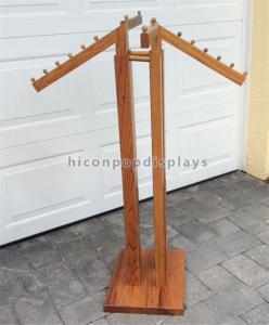 Floor Standing Retail Clothing Racks 4 - Way Oakwood High End Store Fixtures