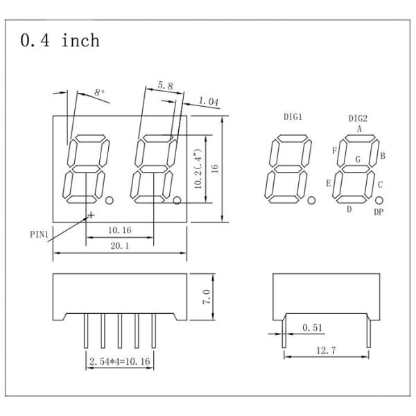 0.4 Inch Numeric LED Display 7 Segment For Electronics Displays