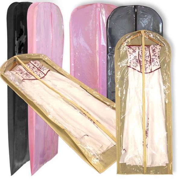 Cheap PVC Extra Long Garment Bag Colored Non Woven for bridal Wedding Gown for sale