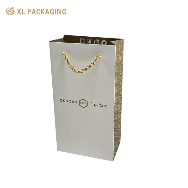 Cheap XL PackagingEco-Friendly Packaging For Boutiques Gifts Retail High Quality Gold Color Recyclable Shopping Bags Fancy OPP String Handle Paper Bags With Gold Foil Stamping Matte Finish Reinforced Bottom for sale