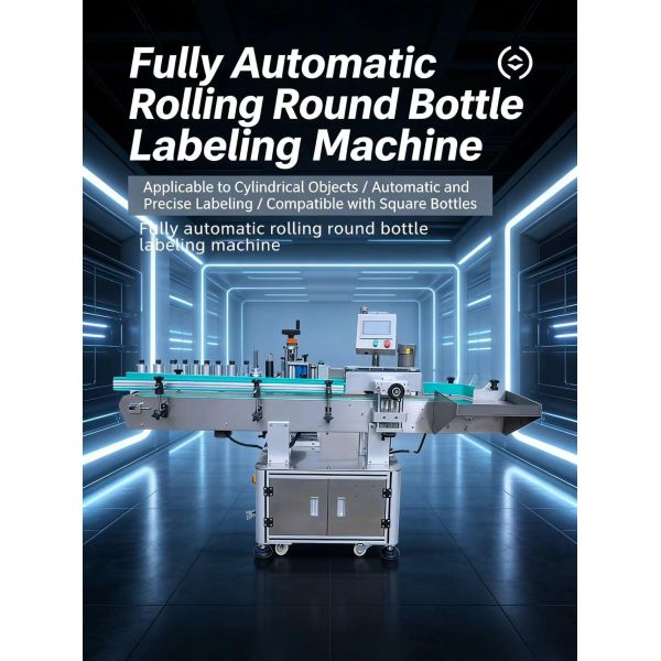 Fully automatic rolling round bottle labeling machine CH-301 glass bottle, plastic bottle, honey chili sauce, self-adhesive labeling machine