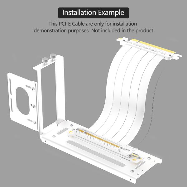 Vertical GPU Mount Bracket with 2 Slots and Durable Metal Construction for eGPU Dock in White