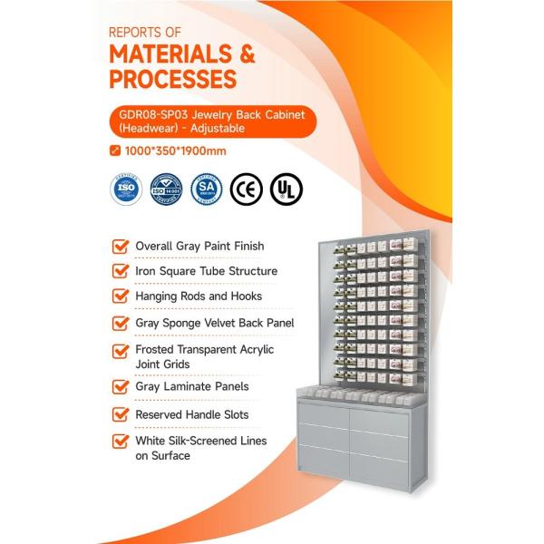 GDR08-SP03 Retail Display Shelf with Hanging Rods and Hooks for Versatile Display Options in Cosmetics Retail Stores