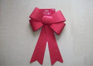 Metallic PVC Holiday Decoration Ribbon Bow Tie , wrapping glitter ribbon bow