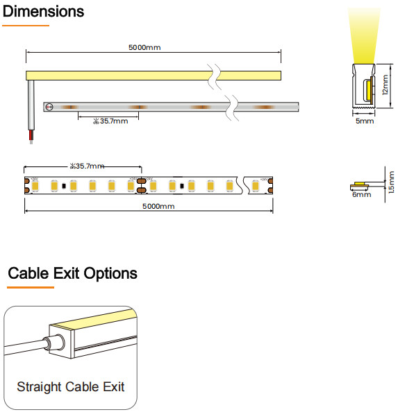 8W High Brightness Side Bend LED Strip 24V Flexible Led Neon Strips With Long Lifespan