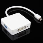 White Multi Function Converter Mini DP Displayport To VGA + HDMI + DVI