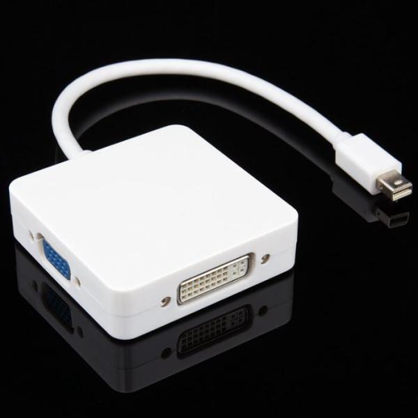 White Multi Function Converter Mini DP Displayport To VGA + HDMI + DVI