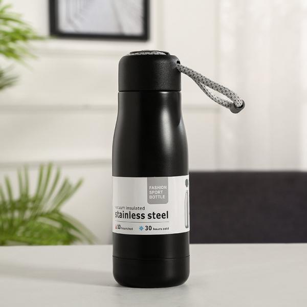 Cheap 350ml Stainless Steel Metal Reusable Water Bottle With Portable Lid Hydro Insulated Thermal Flask For Hot Or Cold Drinks Direct Drinking Midnight Black for sale