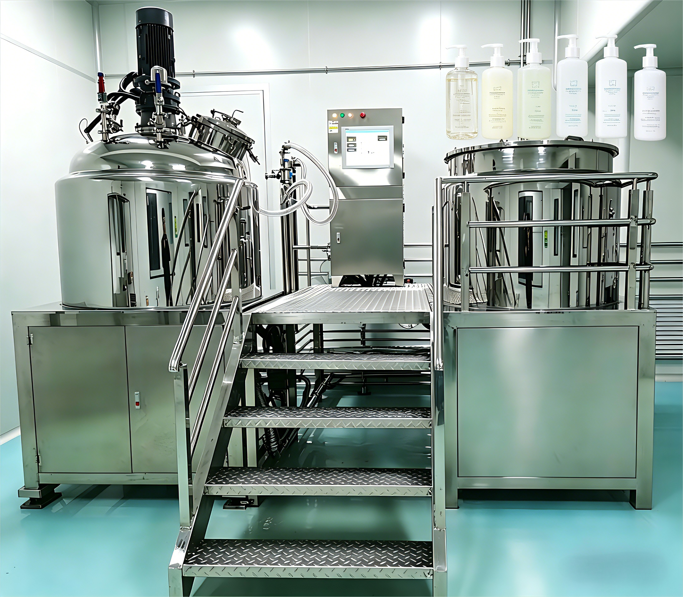 PLC Controlling Cosmetics Making Vacuum Emulsifier Mixer Homogenizer