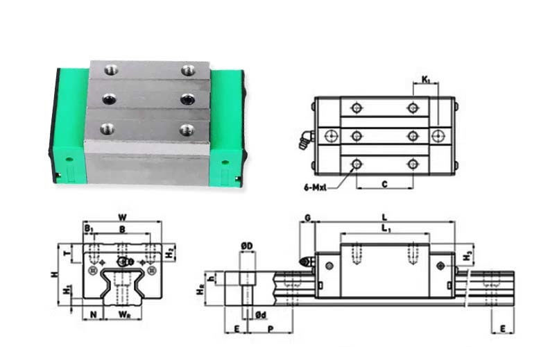 Precious Machined Linear Guide RGH30HA Plastic Machinery Linear Guide