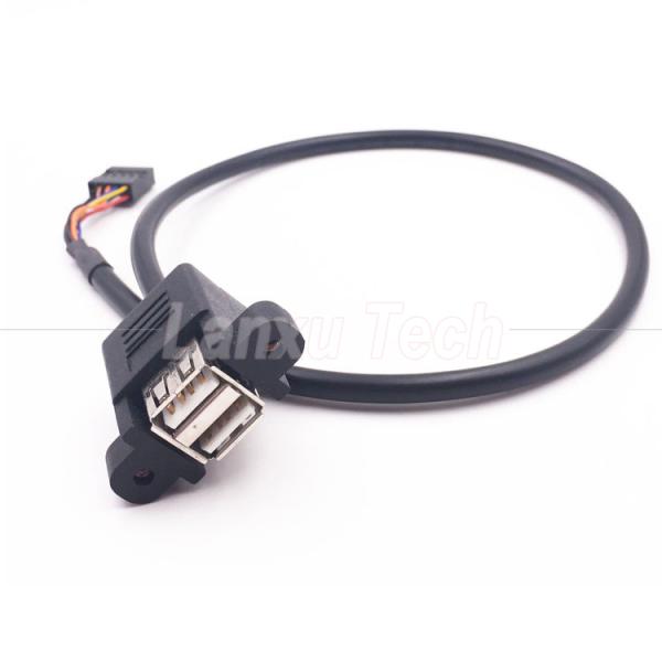 Dual USB Type A 2 Ports Panel Mount USB to Dupont 9 Pin Header Connector Wire Cable