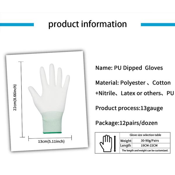 ESD Conductive Gloves Polyester Anti-static Work Glove Anti-slip Carbon PU Tip Palm Fit