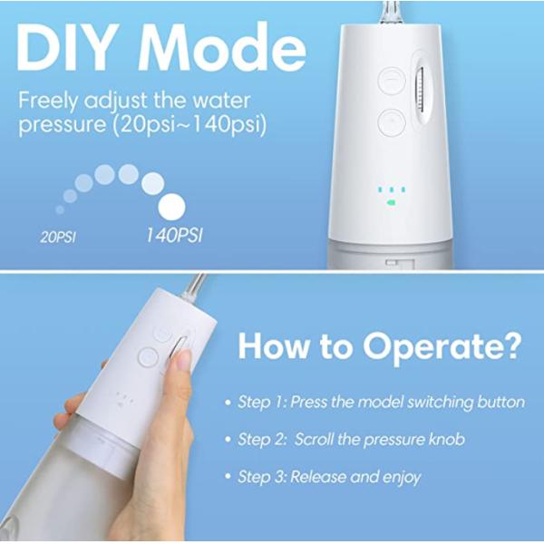 OEM Outdoor Battery Powered Water Flosser Waterproof USB Charging Customized