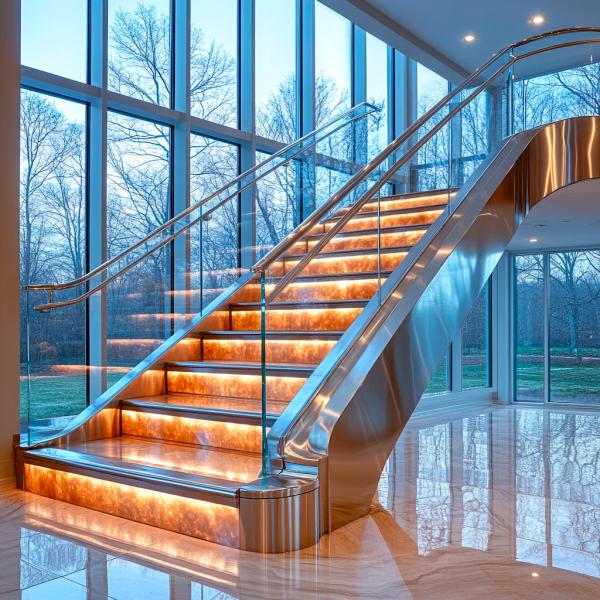 Cheap Stylish PVD Stainless Steel Handrails with 6mm Side Steel Thickness for Glass Applications for sale