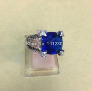 China (R-89)wholesale top quality dark blue topaz crystal white gold plated ring jewelry on sale