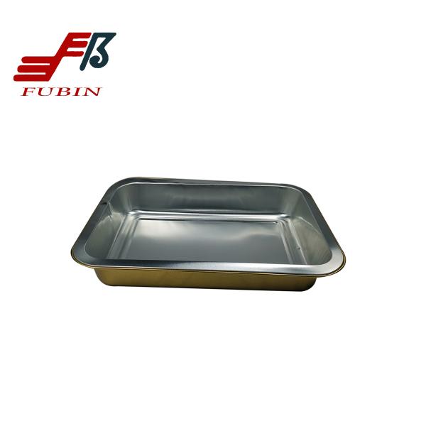 Cheap 220x150mm Airline Meal Tray Gold Food Tray Aluminum Foil for sale