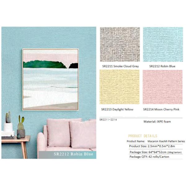 Anti Bacterial Self Adhesive Foam Wallpaper Roll Soundproof For Indoor Wall Decoration