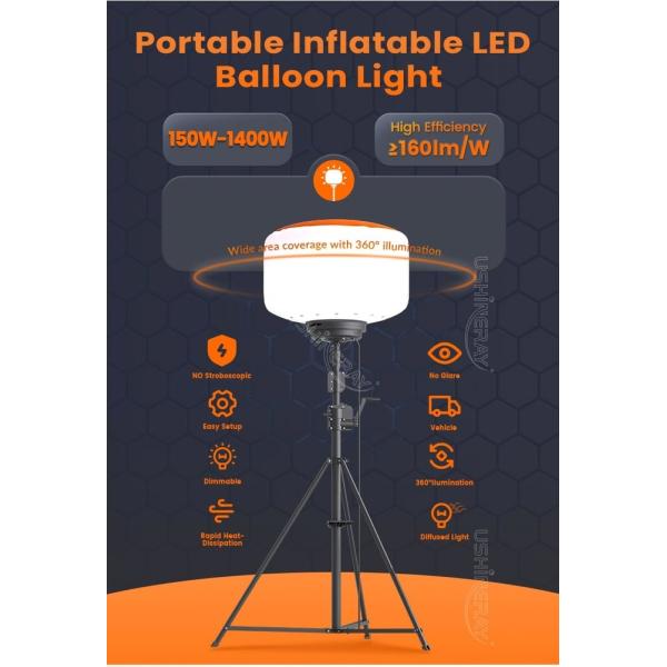 Versatile Portable Work Light 700Watt Balloon LED Light Tower For Road Maintenance