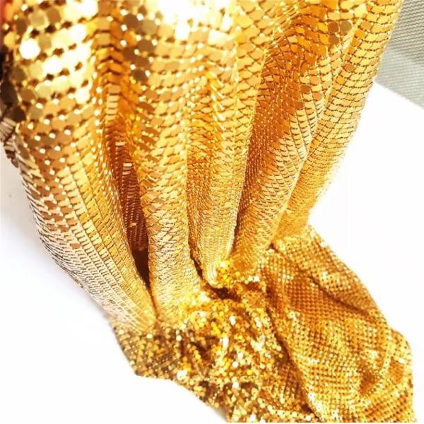 Chainmail Mesh Metallic Mesh Fabric , Polished Metallic Woven Fabric