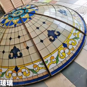 Best Premium Stained Art Glass Dome Skylight Roof Architectural Antiques Stained Glass Domed Roof wholesale