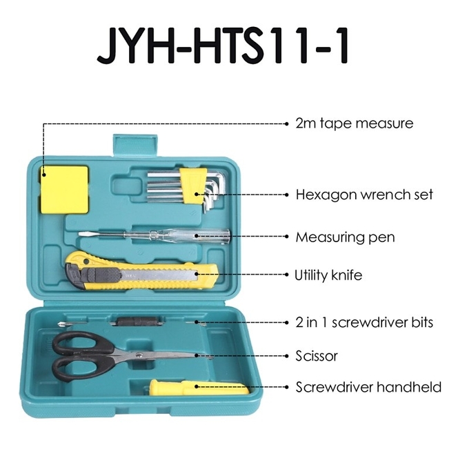 JYH-HTS16-1 Household Tool Sets 10pcs Custom Handmade Toolbox