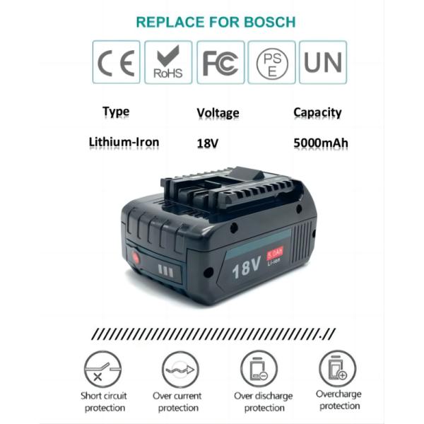 3ah 4ah 5ah 6ah Power Tool LiFePO4 Lithium Battery Bosch 18v Battery Replacement