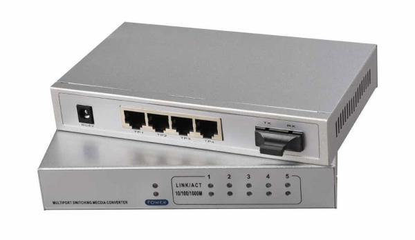 Cheap 10 / 100 / 1000Base-Tx Ethernet Fiber Optic Switch 4 Port With 1550nm for sale