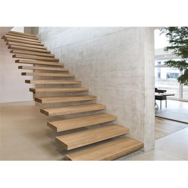 DIY Prefabricated Steel Stringer Floating Steps Staircase With Wood Tread