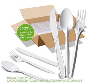 China Compostable Cutlery Set Eco-Friendly Heavy Duty Utensils (50 Forks, 50 Spoons, 50 Knives) Biodegradable Utensils on sale