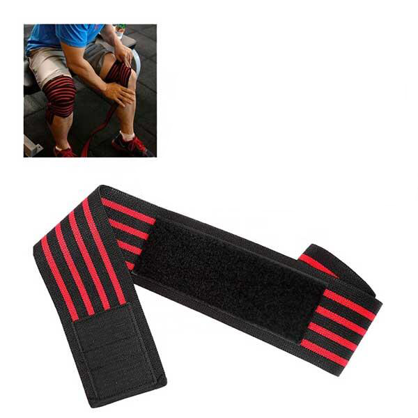 Polyester Red Blue Brace Compression Sleeve Adjustable Elastic Knee Wrap