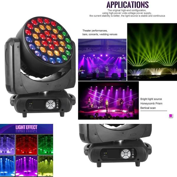 Cheap DMX Controlled 37*15W RGBW 4in1 Strobe LED Wash Moving Head Light For Discos for sale