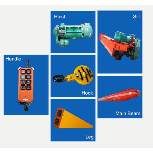 Stainless Single Beam Gantry Crane 32m Lifting Height With Spreader 15 Ton CE Approved