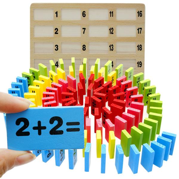 Cheap Basswood 120pc Wooden Domino Blocks Set Rally Building Montessori for sale