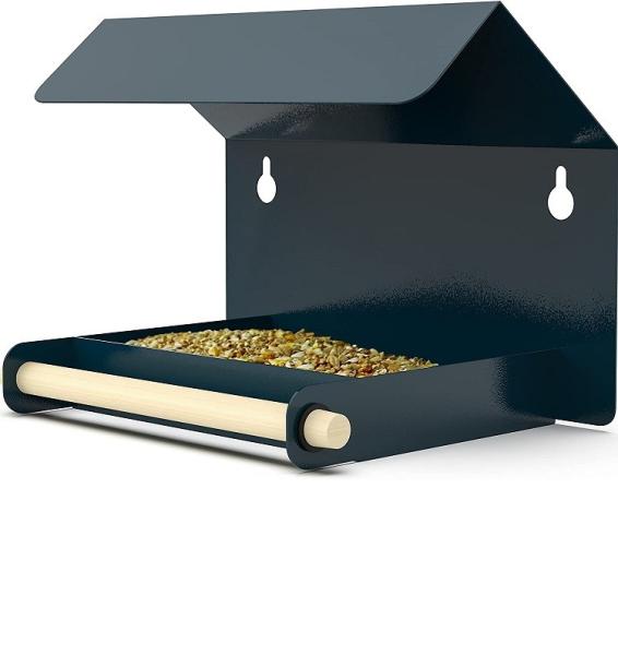 Cheap Rain Cover Roof Bird House Frame Wall Mounted Garden Locker Bird Feeder in Black Steel for sale