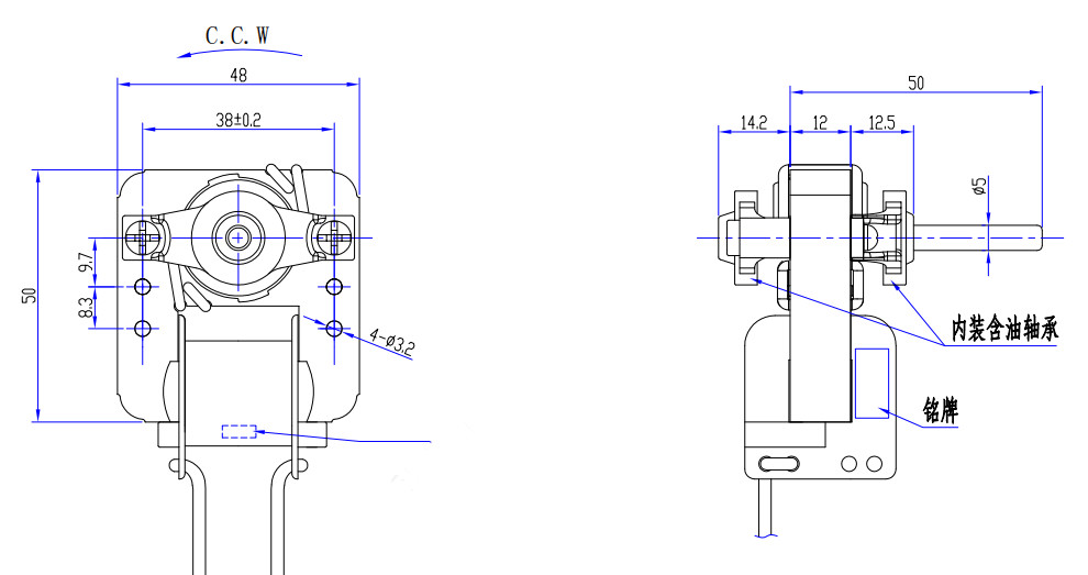 Microwave Oven Fan Shaded Pole Motor YJ48 Low Noise Sleeve Bearing