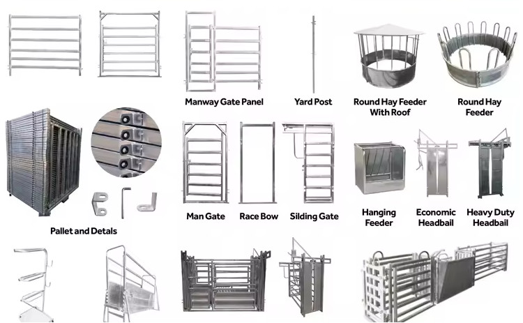 5 Rails Livestock Panel Fence Steel Horse And Cattle Fence Horse Sheep Stockyard
