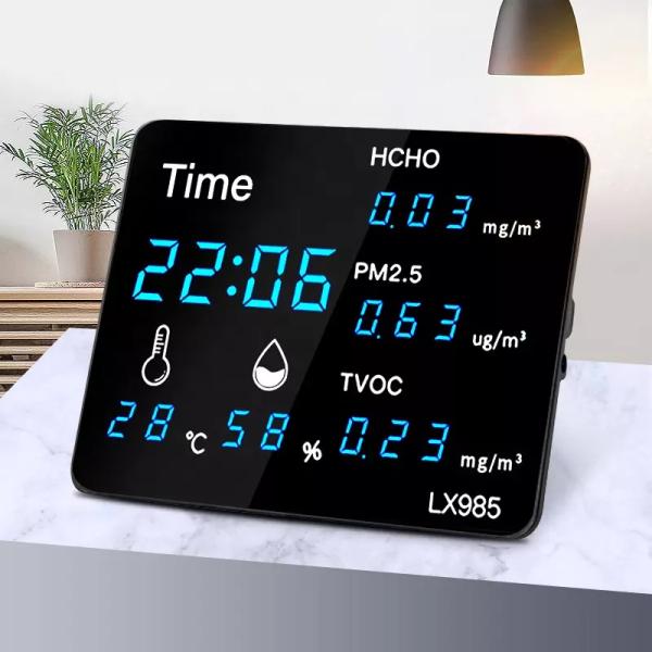 LX985A Humity Thermometer with Formaldehyde TVOC PM2.5 Detection Digital Humidity Temperature Display for Air Quality Monitoring