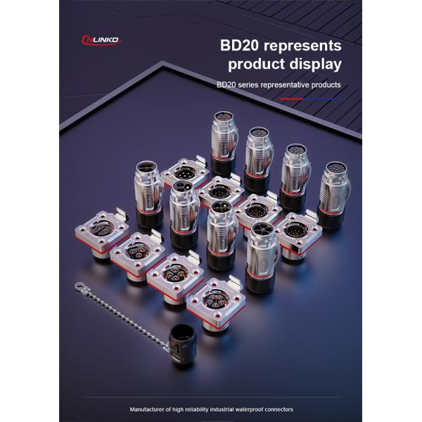 CNLINKO BD20 IP68 Industrial Waterproof Metal 7 Pin Round Male Female Connector