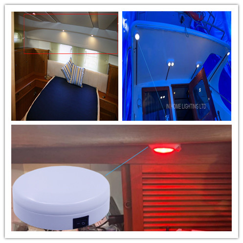 Surface Mounted Marine Accent Light 12VDC LED Dome Light With Switch Red/White