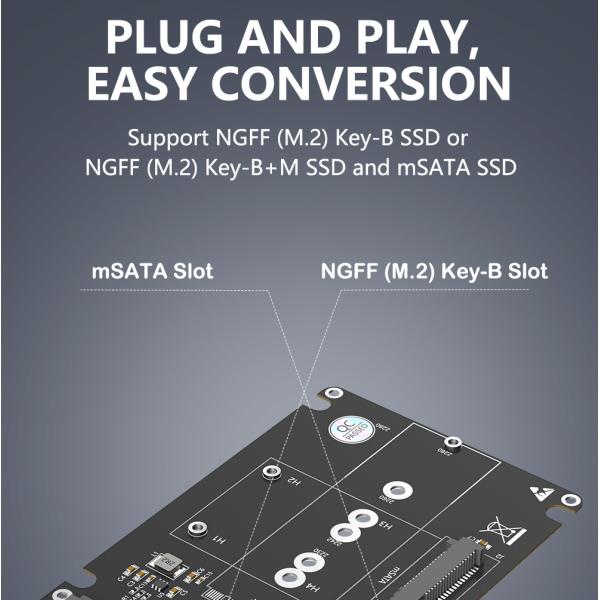 M.2 SSD to 2.5-inch SATA3 Enclosure for NGFF Key-B and mSATA