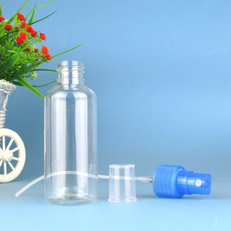cosmetic 300ml screen print transparent plastic PET bottle with pump