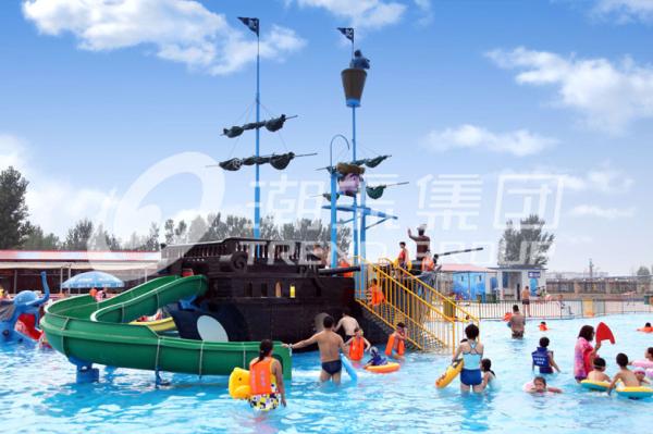 Cheap Corsair Aqua Play Water Park Equipment / Large Holiday Resort Fiberglass Pirate Ship for sale
