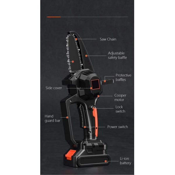 Mini 4 Inch Cordless Electric Chainsaw With Security Lock Handheld Small Chain Saw