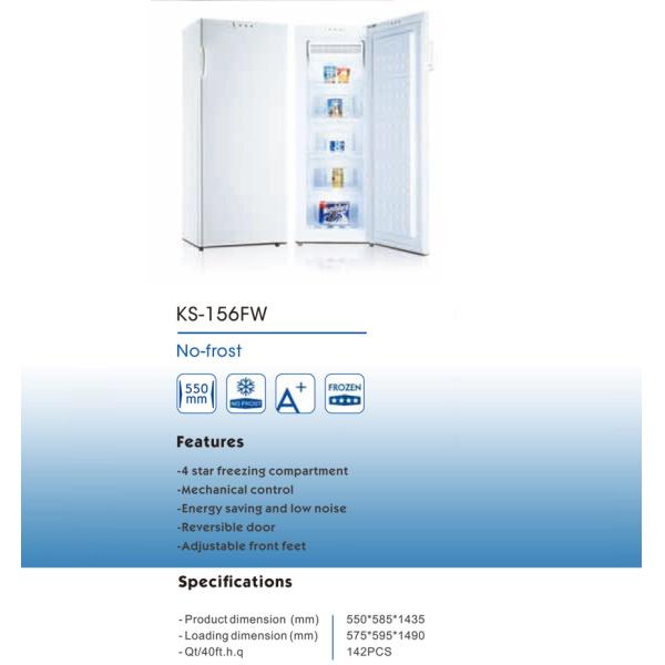 156 Liter Vertical Portable Upright Freezer Automatic Defrost R600a